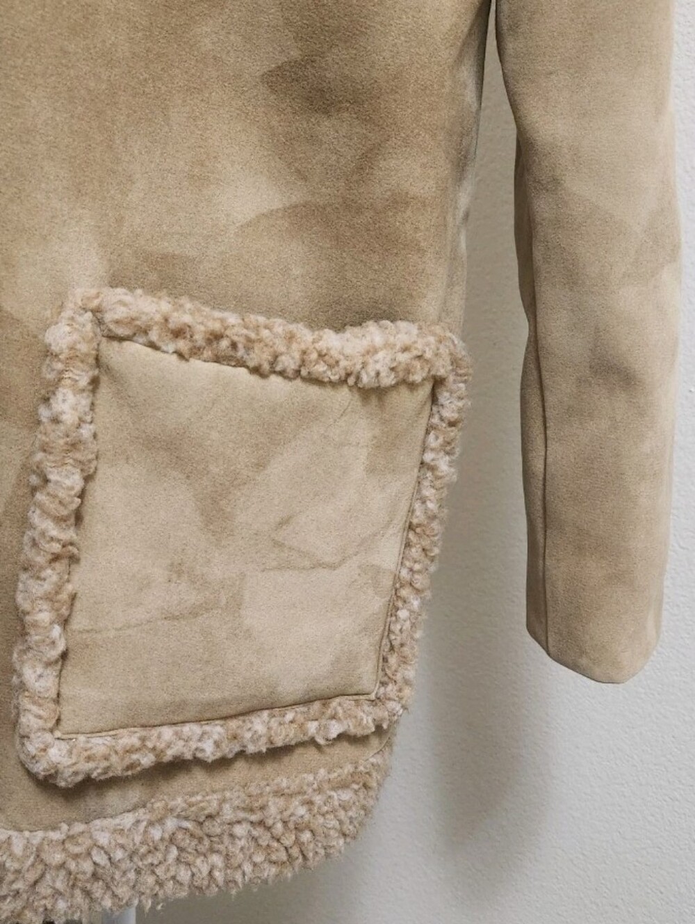 💐VTG 70s Fingerhut Fashions Penny Lane Faux Suede Sherpa Coat M Boho Chore - Picture 5 of 13
